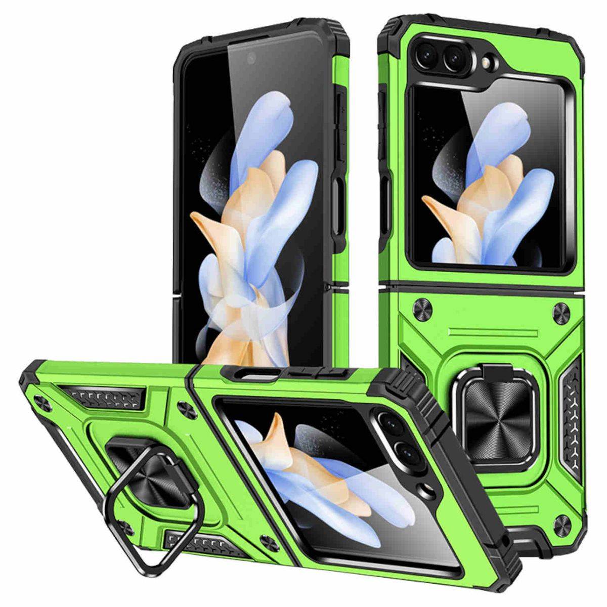 Für Samsung Galaxy Z Flip5 5G Armor Magnet Ring Cover Handy Hülle Case Grün