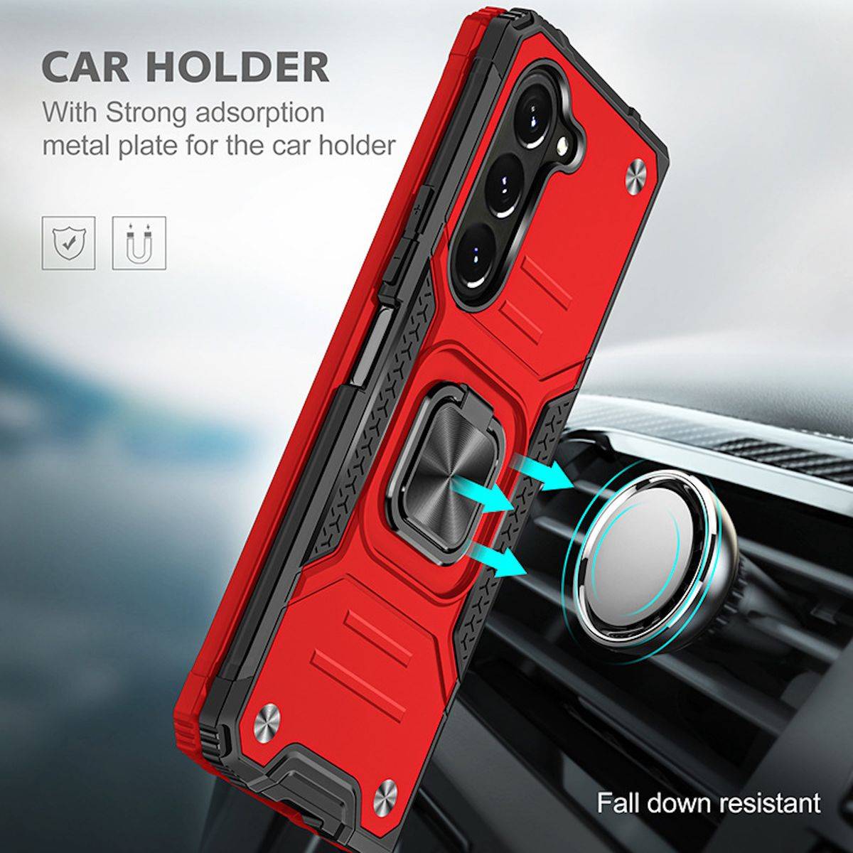 Für Samsung Galaxy Z Fold5 5G Armor Magnet Ring Cover Handy Hülle Case