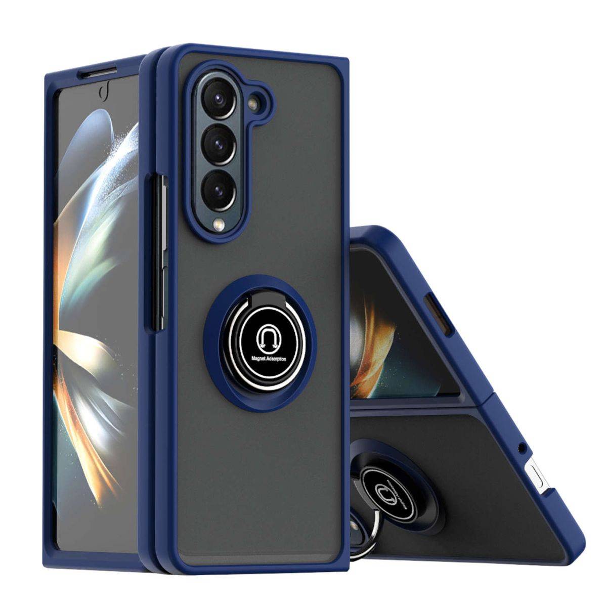 Für Samsung Galaxy Z Fold5 5G Ring Magnet Handy Tasche Hülle D-Blau
