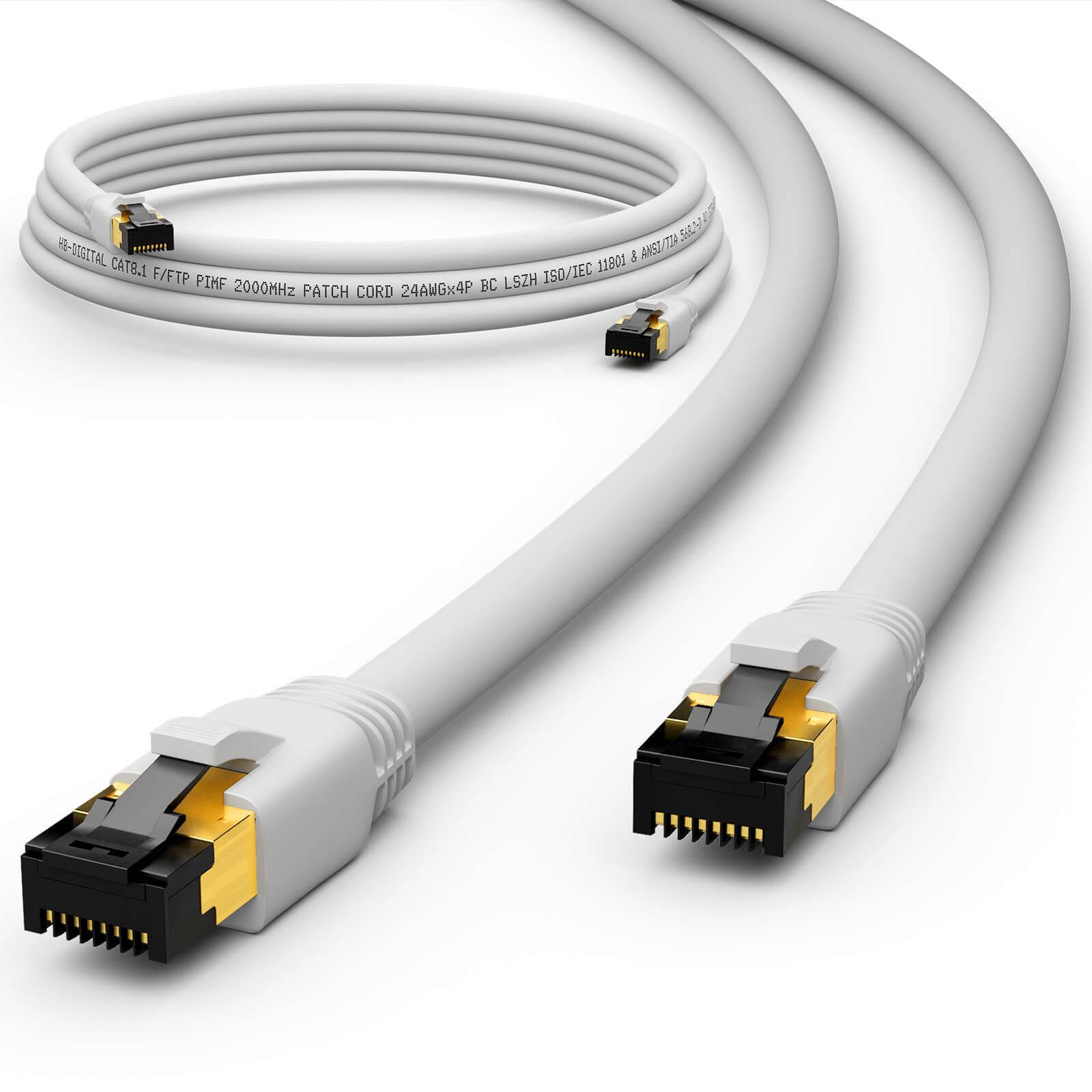 hb-digital Patchkabel 5m CAT 8 LAN F/FTP LSZH weiß