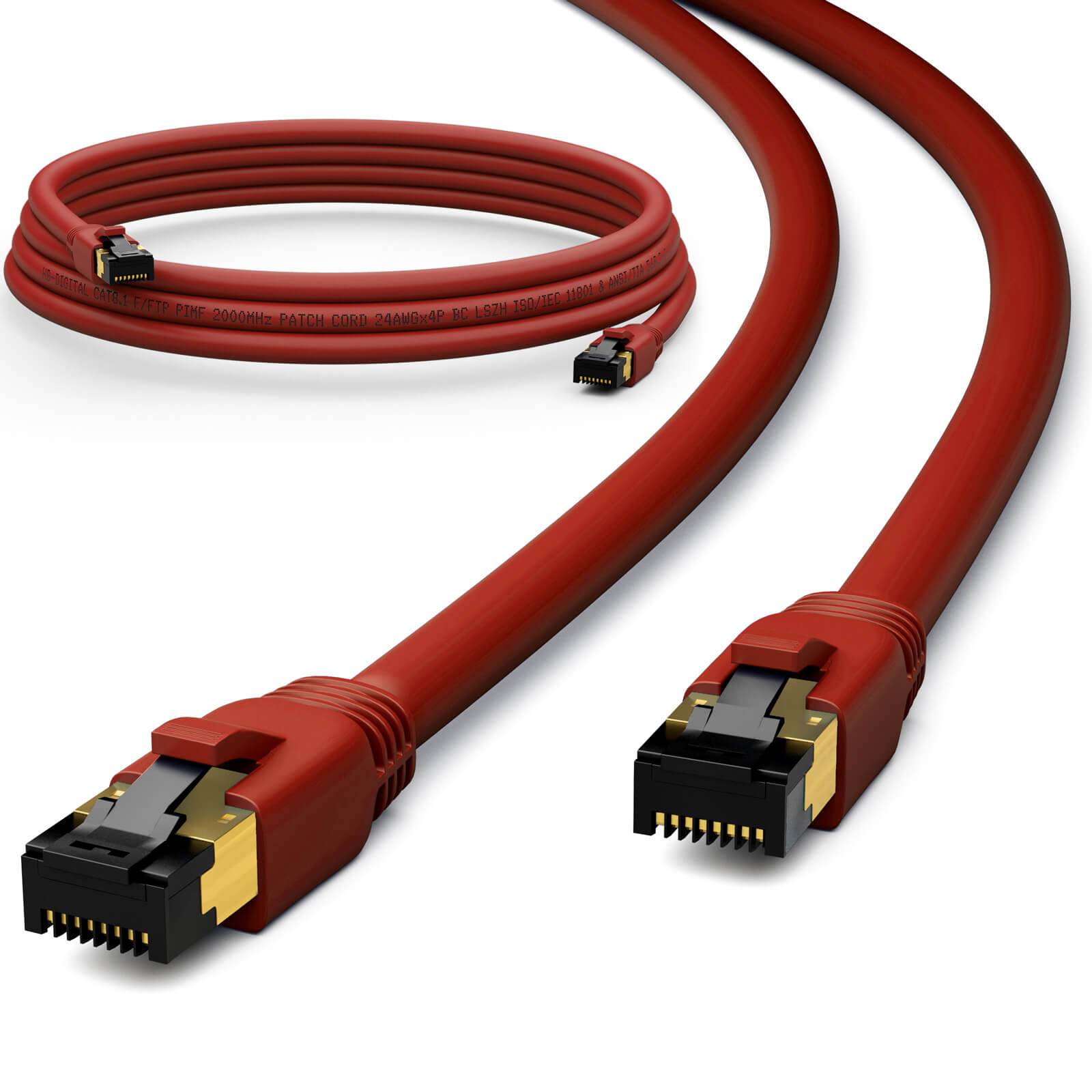 hb-digital Patch Kabel CAT 8.1 Netzwerkkabel 0.25m RJ45 F/FTP LSZH rot