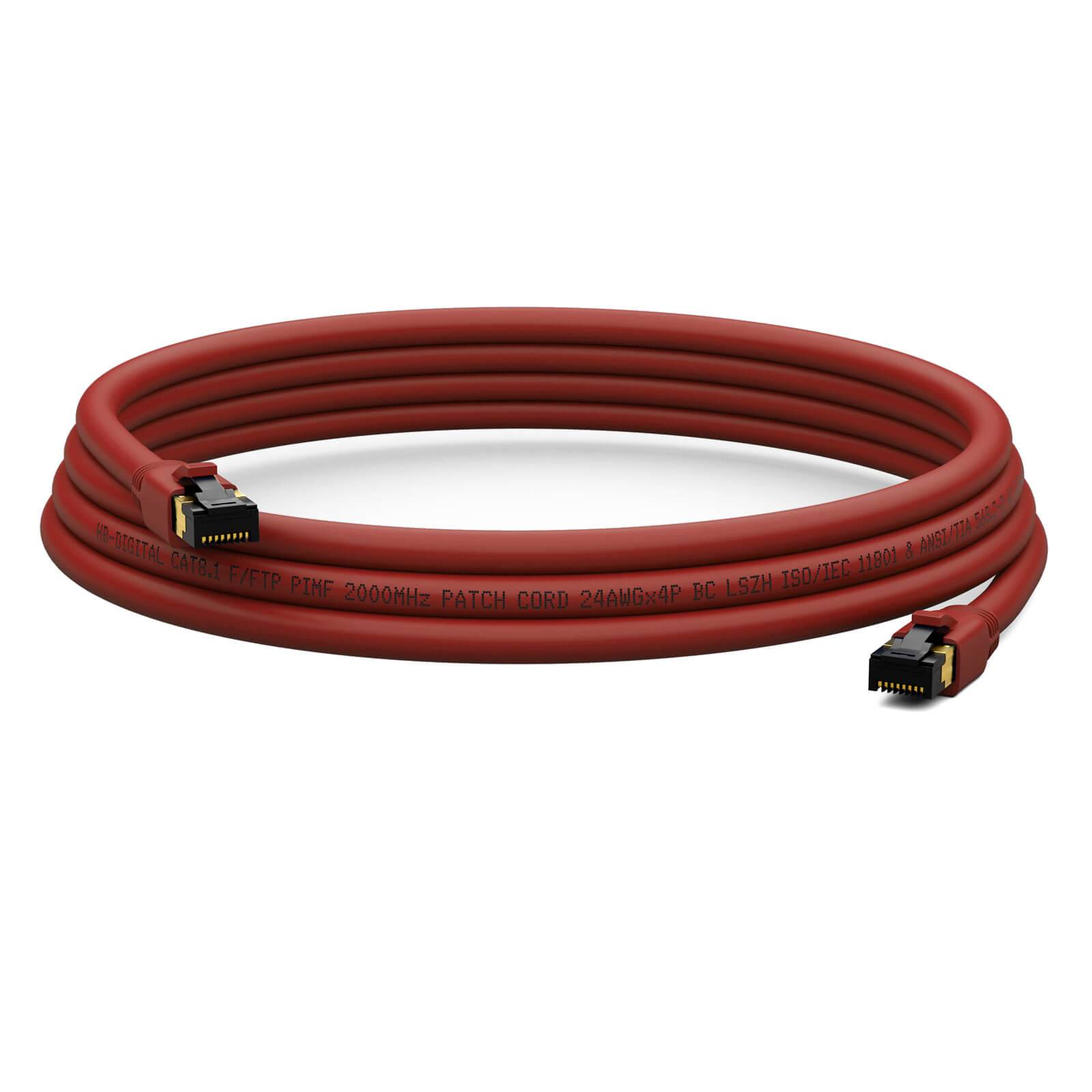 hb-digital Patch Kabel CAT 8 Netzwerkkabel 1.5m F/FTP LSZH rot