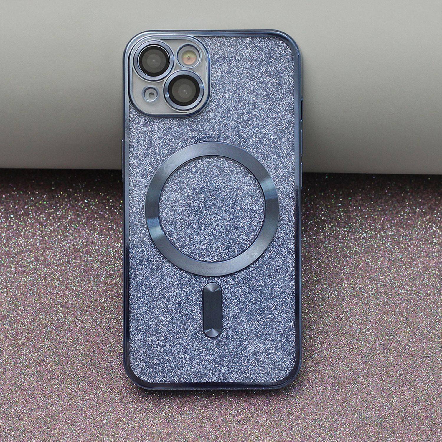 MagSafe Glitzer Hülle mit Kameraschutz iPhone 14 Pro Max Blau