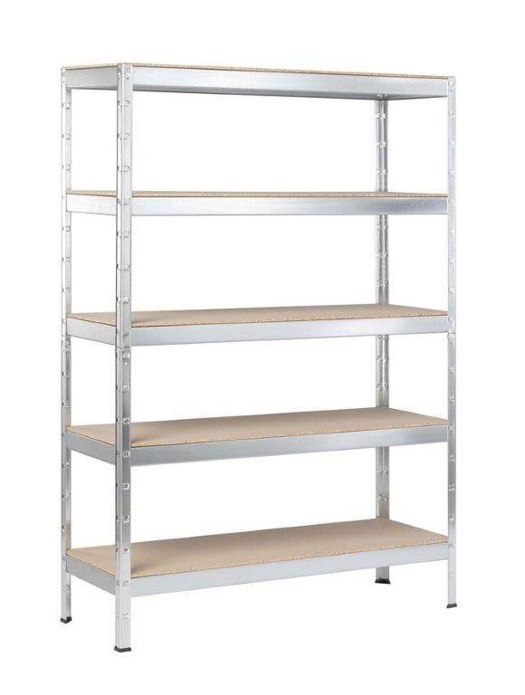 Stecksystem-Schwerlastregal L 5 Holzböden 1800x1300x450, verz.