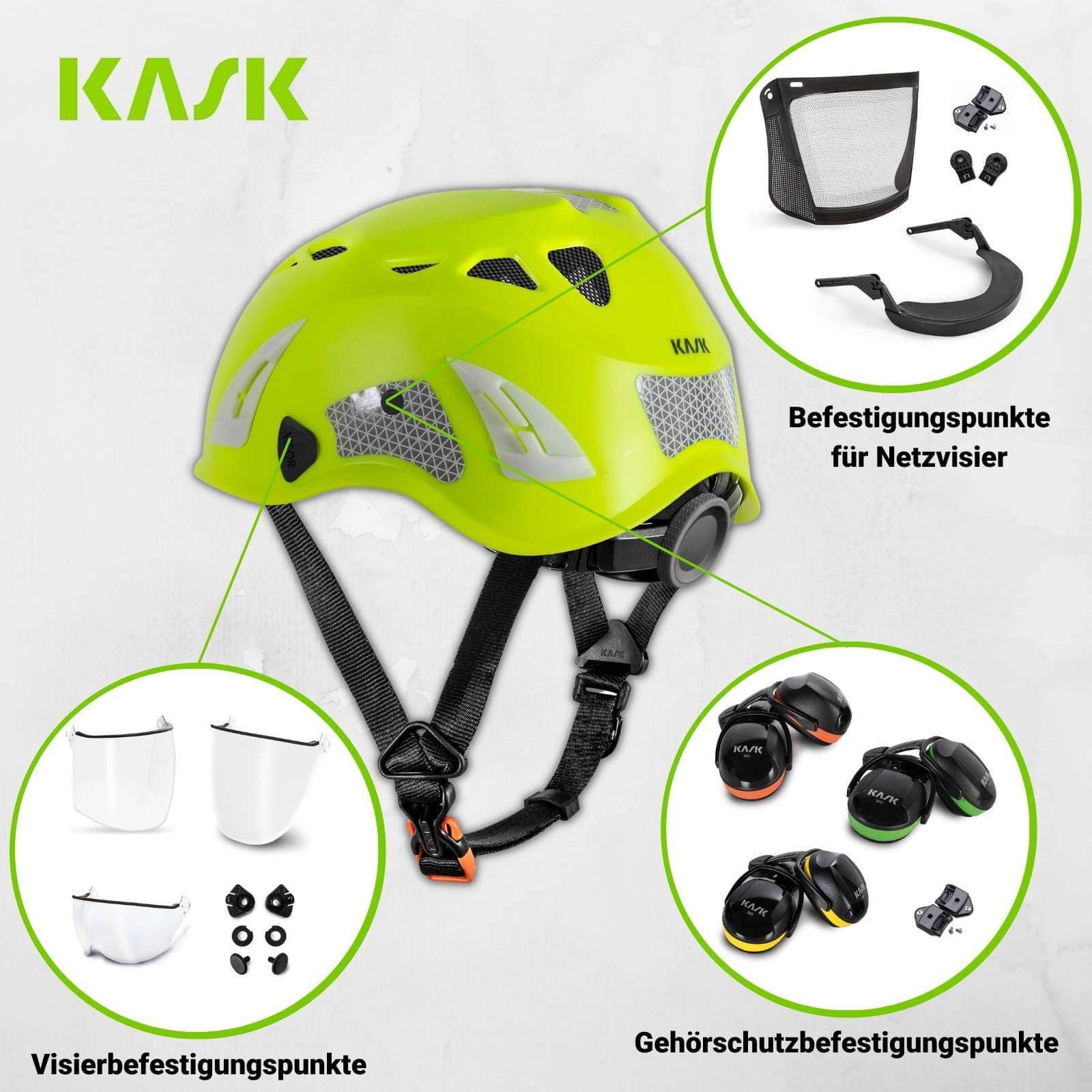 KASK Schutzhelm Superplasma AQ HI-VIZ mit Nackenschutz gelb - Farbe:hellgrün
