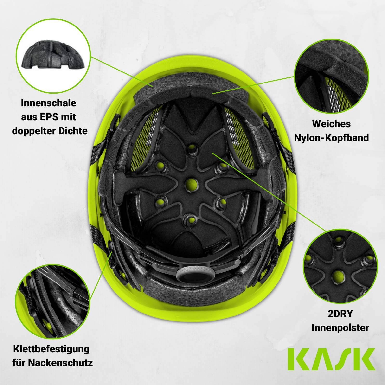 KASK Schutzhelm Superplasma AQ HI-VIZ mit Nackenschutz gelb - Farbe:hellgrün