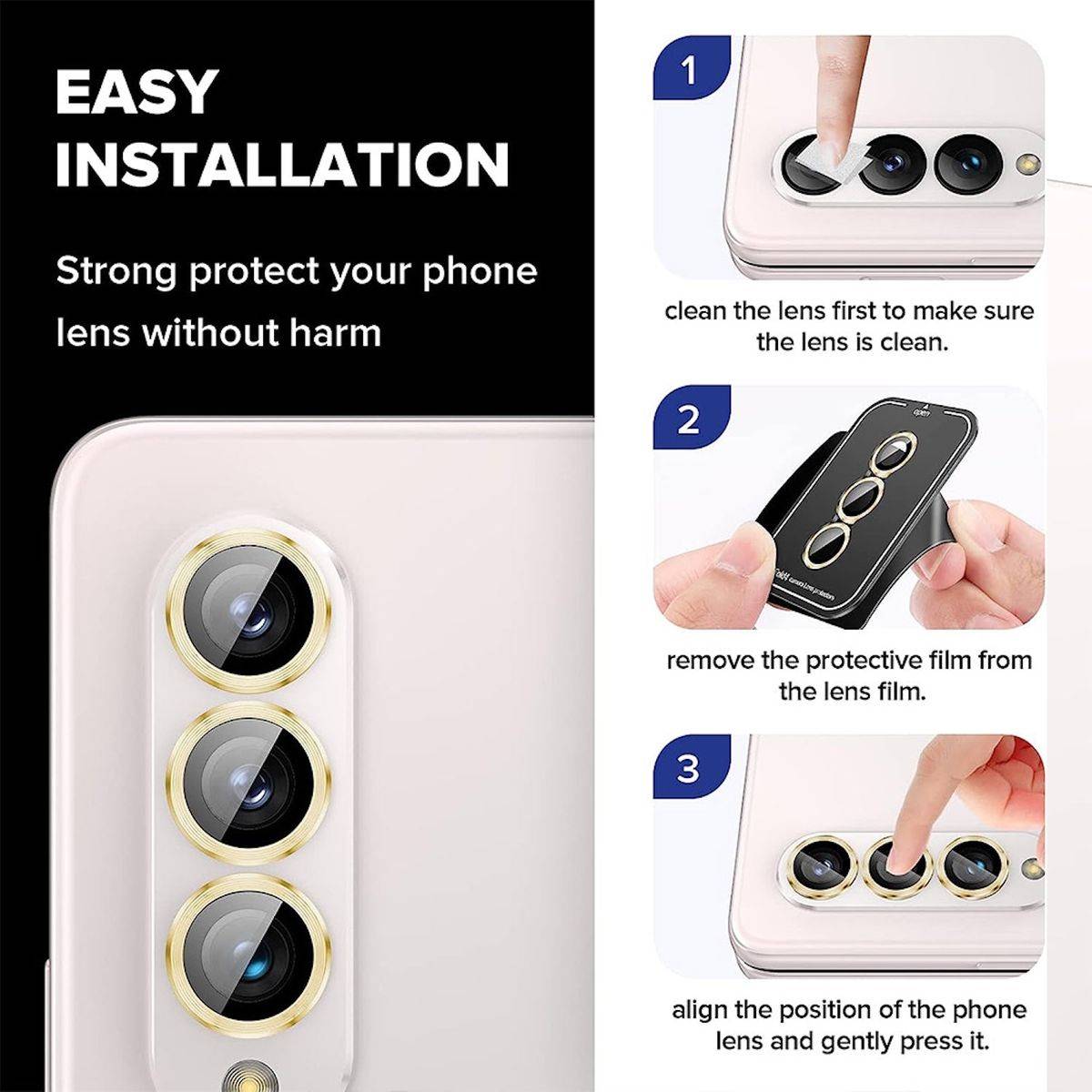 Für Samsung Galaxy Z Fold5 5G Schutzglas Kamera Linse Hartglas H9 Blau