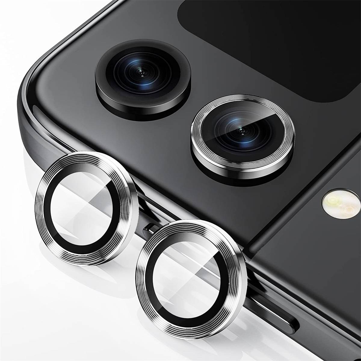 Für Samsung Galaxy Z Flip5 5G Schutzglas Kamera Linse Hart Glas Silber