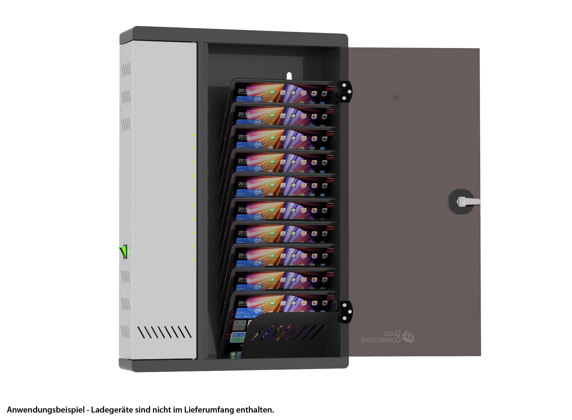 Good Connections® ARIES PRO T10C Wandladeschrank bis 11", USB-C™, 30W Port, PD3.0, schwarz/grau