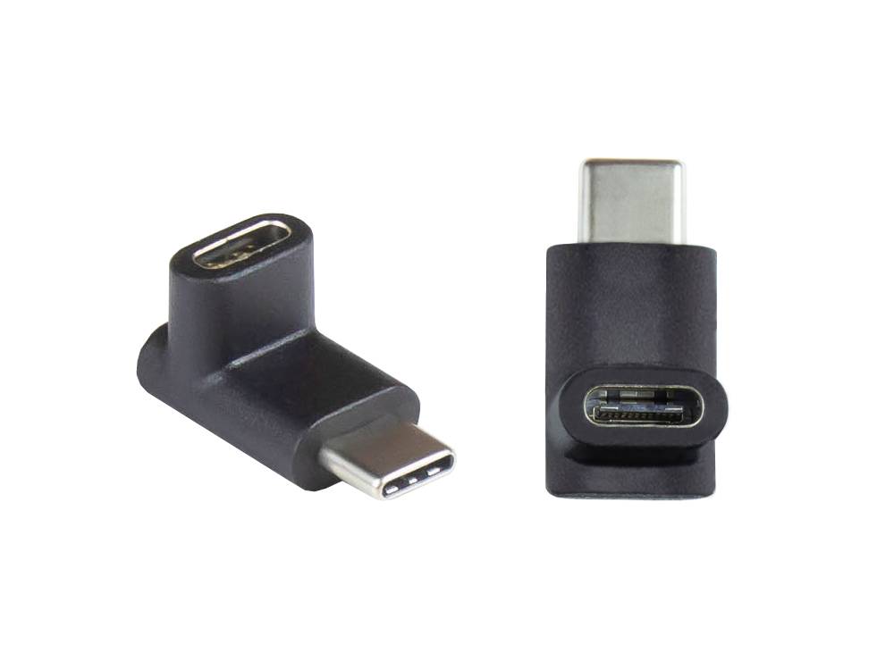 Adapter USB 3.0 / USB 3.1 (Gen. 1) USB-C™ Stecker an USB-C™ Buchse, 90° nach unten/oben gewinkelt, schwarz