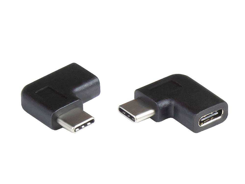 Adapter USB 3.0 / USB 3.1 (Gen. 1) USB-C™ Stecker an USB-C™ Buchse, 90° nach rechts/links gewinkelt, schwarz