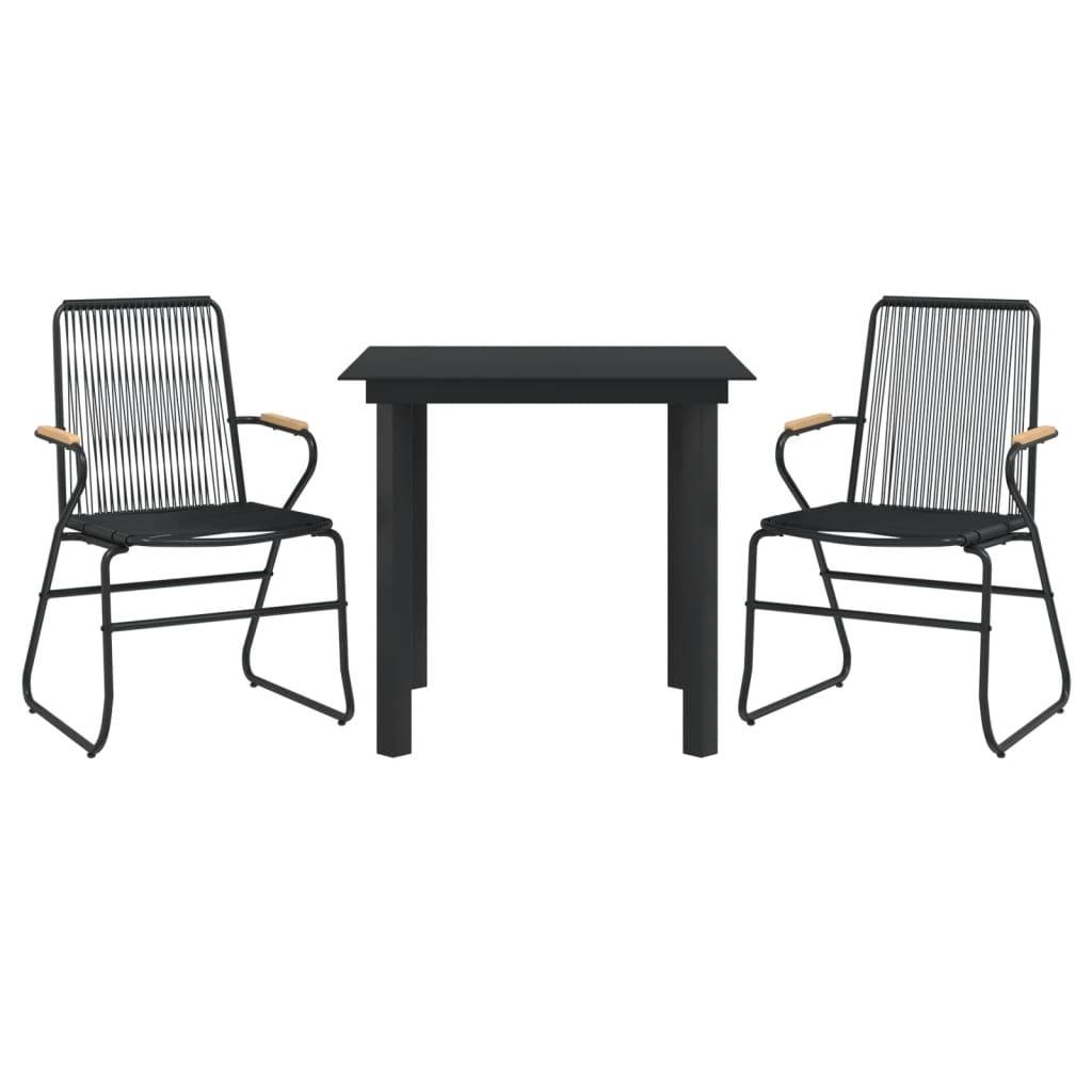 vidaXL 3-tlg. Garten-Essgruppe Schwarz PVC Rattan