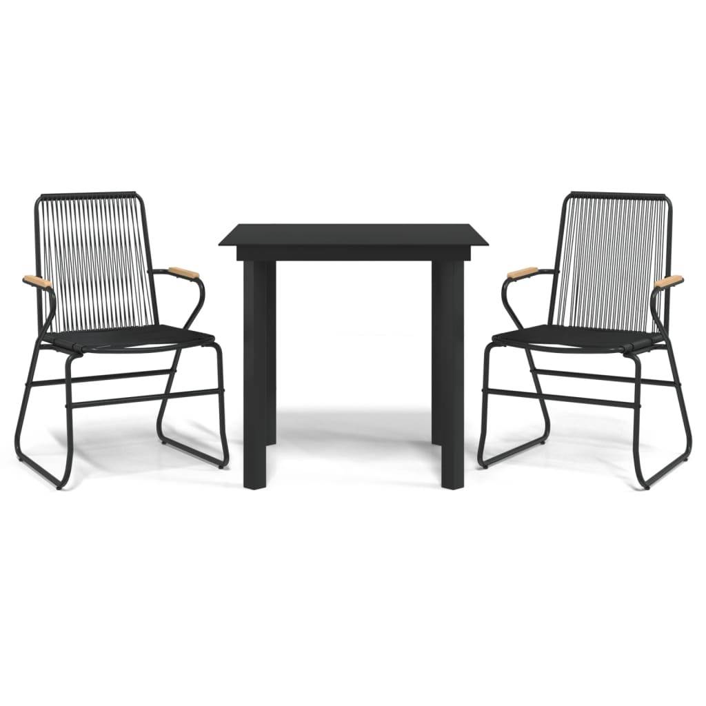 vidaXL 3-tlg. Garten-Essgruppe Schwarz PVC Rattan