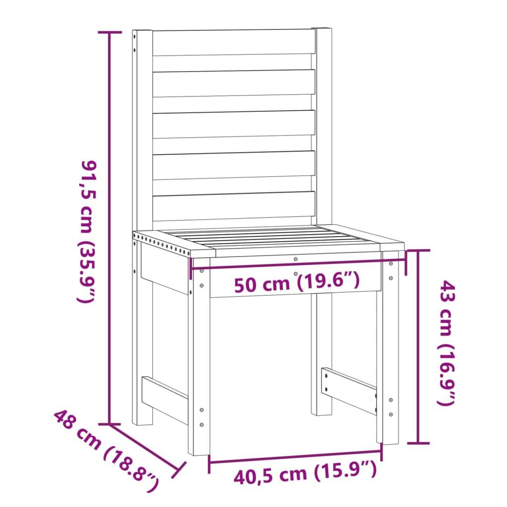 vidaXL Gartenstühle 2 Stk. Weiß 50x48x91,5 cm Massivholz Kiefer