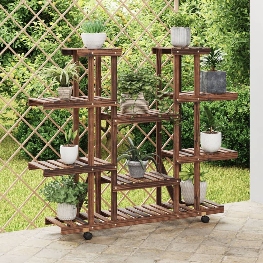 vidaXL Blumenständer mit Rollen 110x25x115 cm Massivholz Tanne