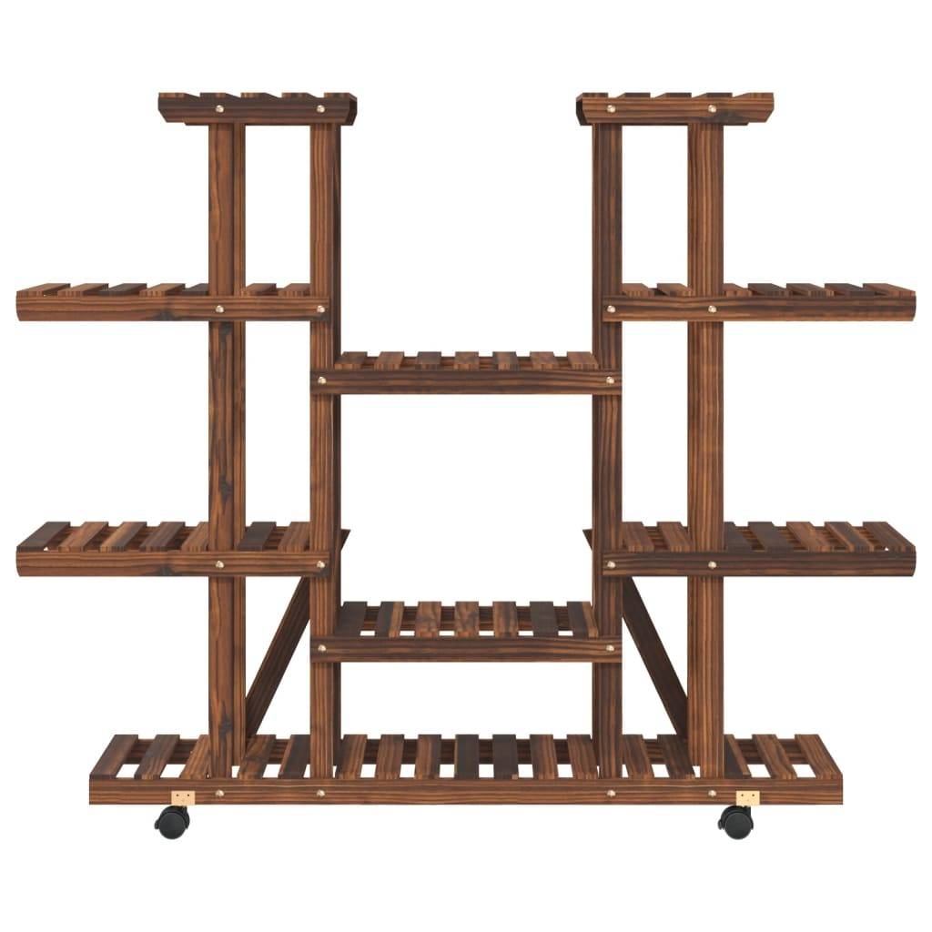 vidaXL Blumenständer mit Rollen 110x25x115 cm Massivholz Tanne
