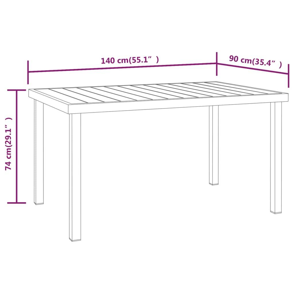 vidaXL Gartentisch Schwarz 140x90x74 cm Aluminium und WPC