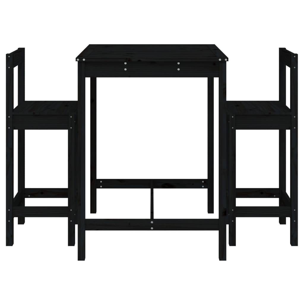 vidaXL 3-tlg. Gartenbar-Set Schwarz Massivholz Kiefer