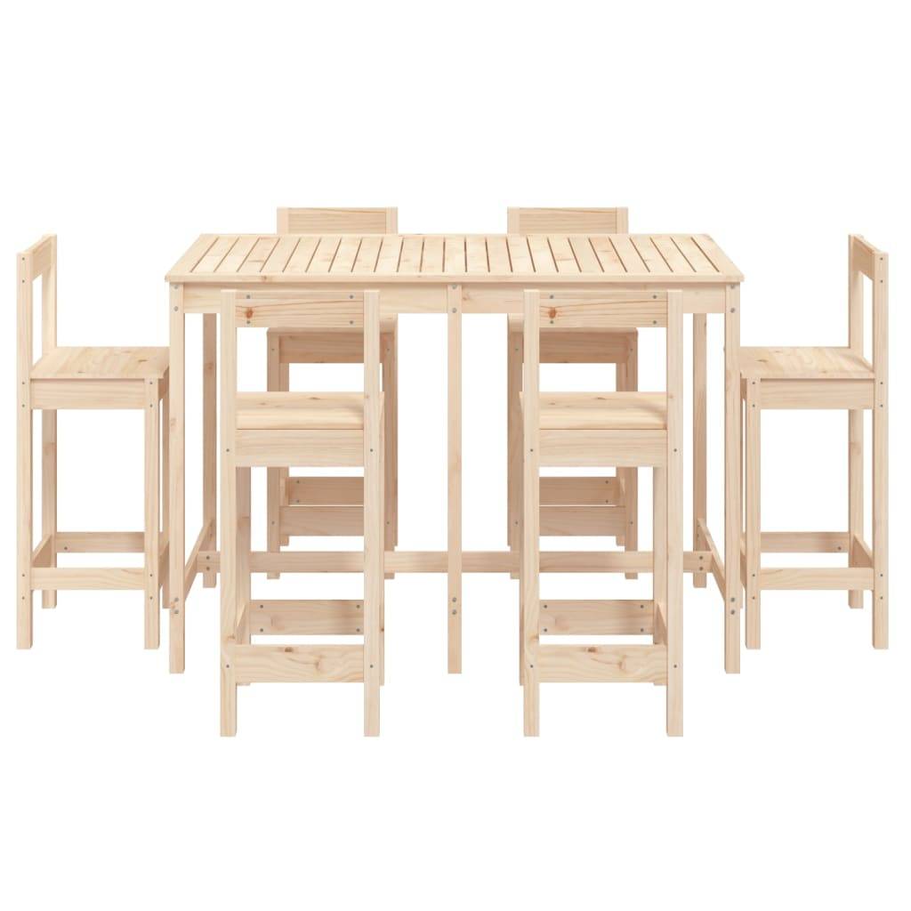 vidaXL 7-tlg. Gartenbar-Set Massivholz Kiefer