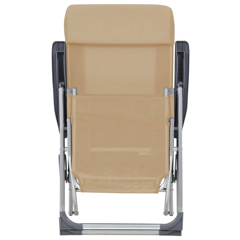 vidaXL Klappbare Liegestühle mit Fußteil 2 Stk. Creme Textilene