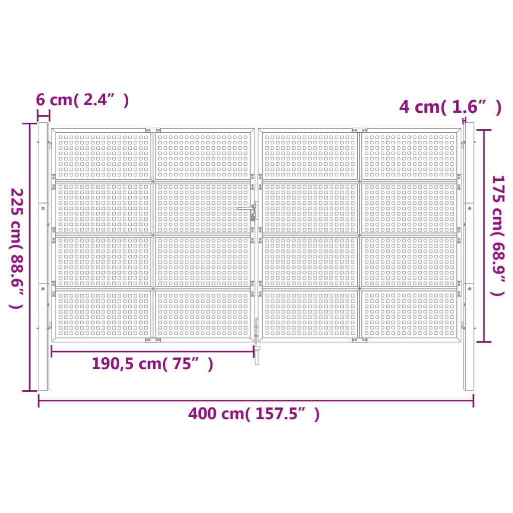 vidaXL Gartentor Anthrazit 400x175 cm Stahl