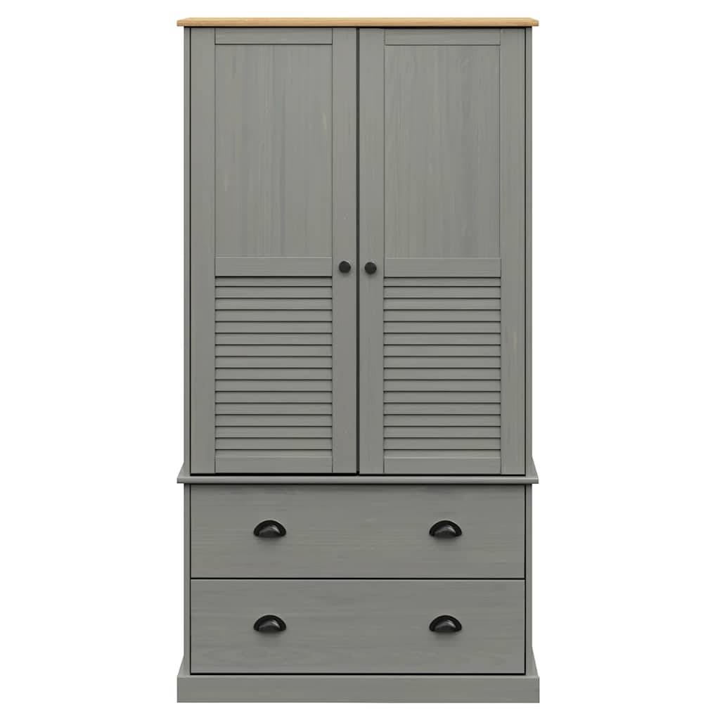 vidaXL Kleiderschrank VIGO Grau 90x55x170 cm Massivholz Kiefer