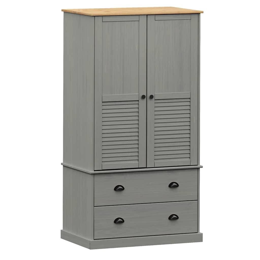 vidaXL Kleiderschrank VIGO Grau 90x55x170 cm Massivholz Kiefer