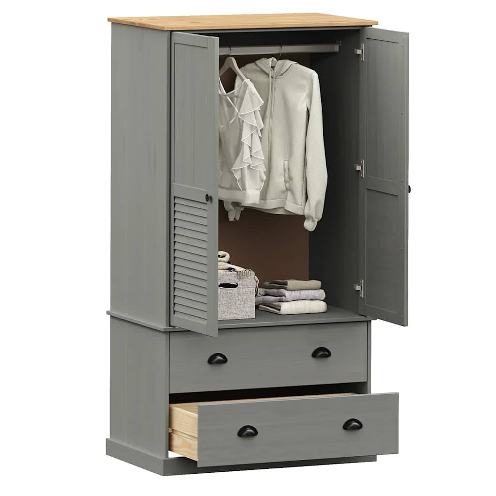 vidaXL Kleiderschrank VIGO Grau 90x55x170 cm Massivholz Kiefer