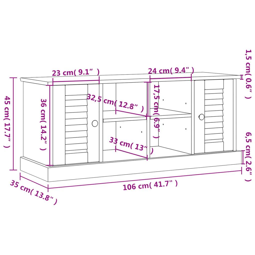 vidaXL Schuhbank VIGO Grau 106x35x45 cm Massivholz Kiefer