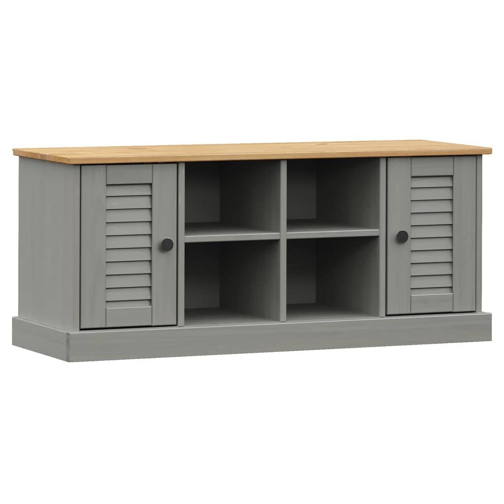 vidaXL Schuhbank VIGO Grau 106x35x45 cm Massivholz Kiefer