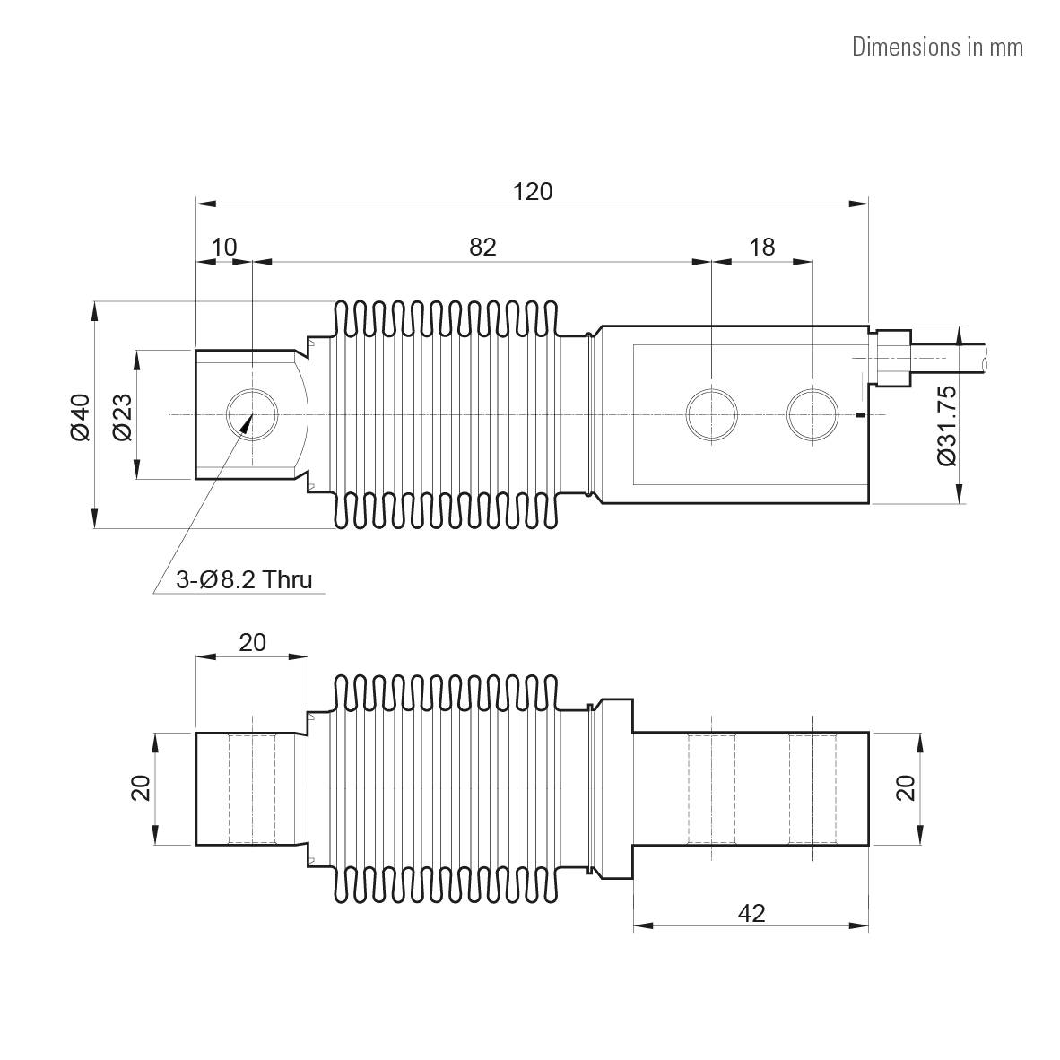 CAS HBS Biegestab-Wägezelle, Edelstahl, IP67, eichfähig (OIML C3), 200kg (max), 120x40x40 mm, 15V (max)