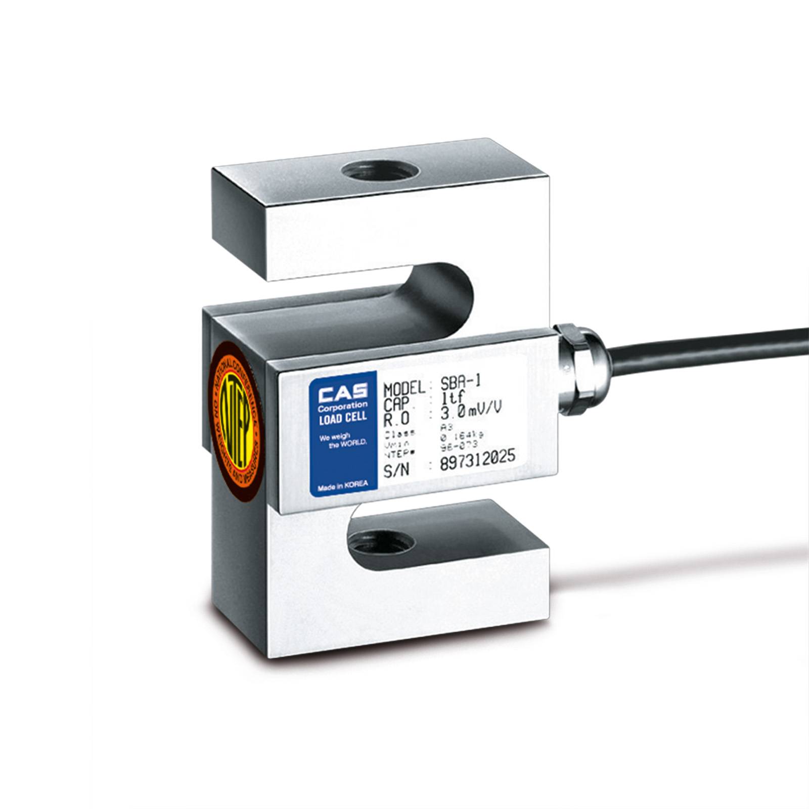 CAS SBA Zugkraft-Wägezelle, Edelstahl, IP65, eichfähig (OIML C3), 50kg (max), 50,8x20x63,5 mm, 15V (max)