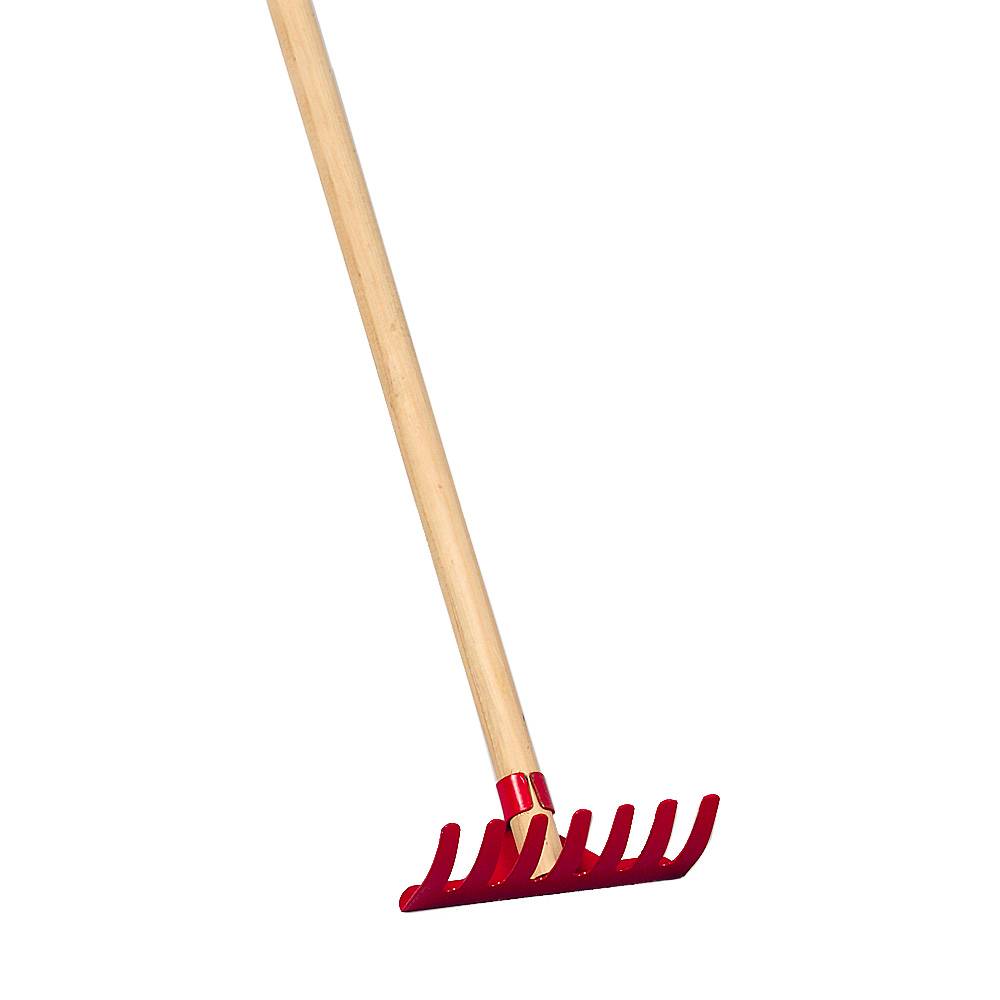 turk 34726 Rechen mit 7 Zinken für Kinder, mit Holzstiel, 70 cm (Farbe zufällig, 1 Stück)