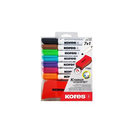 Kores Whiteboard-Marker Set, 7 Marker + Tafellöscher