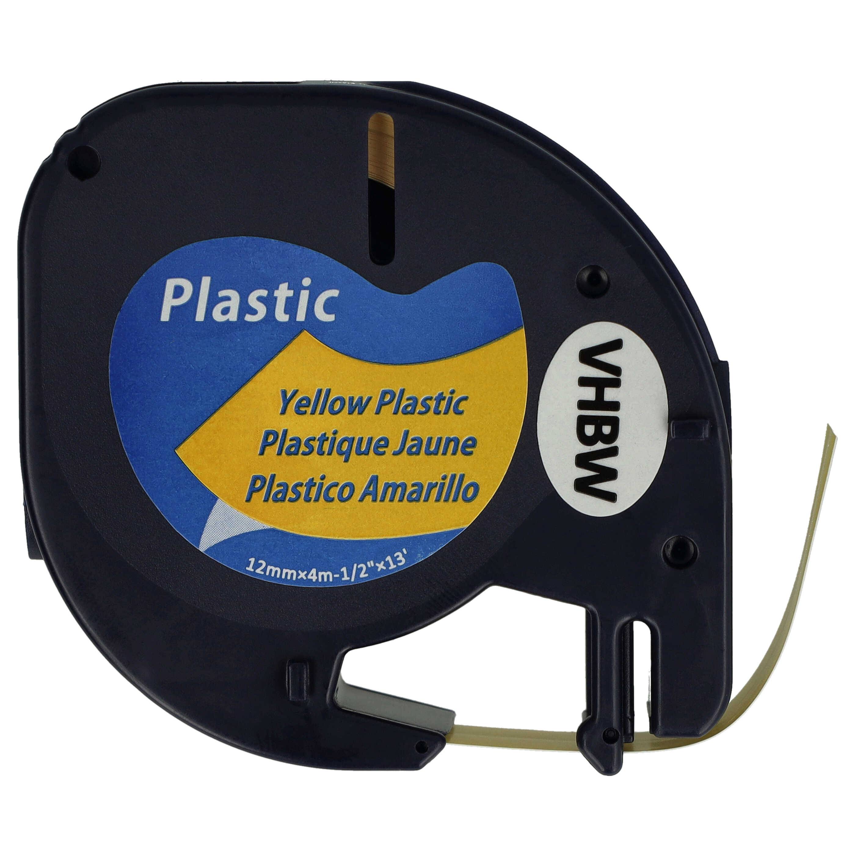vhbw Schriftband-Kassette Plastik Ersatz für Dymo 91222, S0721670 für Etiketten-Drucker 4m x 12mm Schwarz auf Gelb, Kunststoff