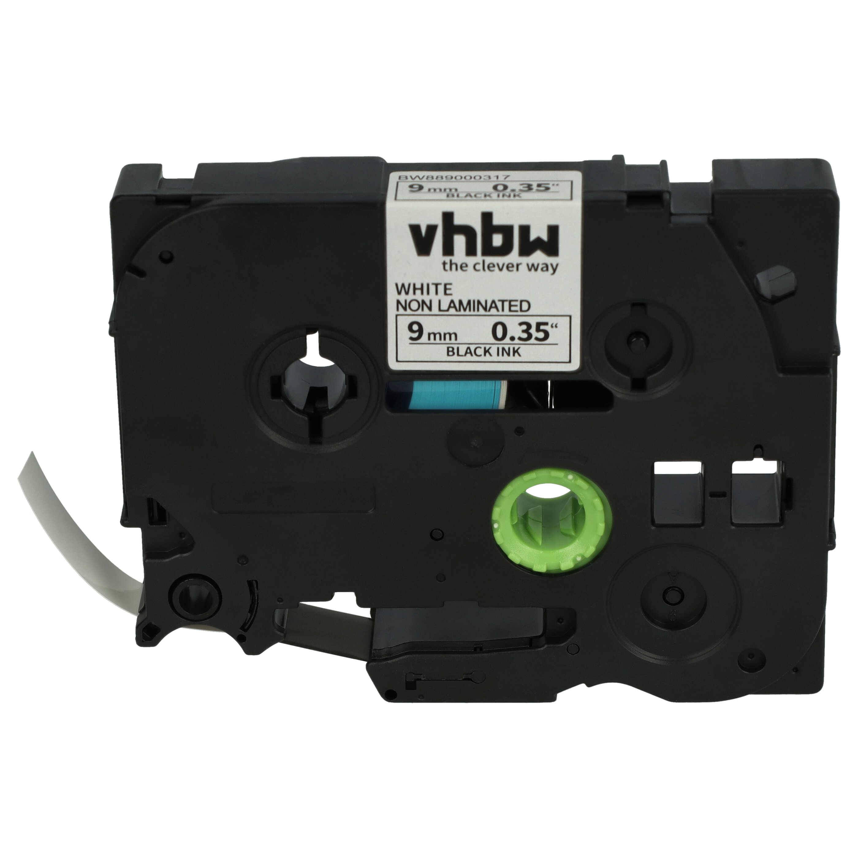 vhbw Schriftband-Kassette Ersatz für Brother TZE-N221 für Etiketten-Drucker 8m x 9mm Schwarz auf Weiß, Kunststoff