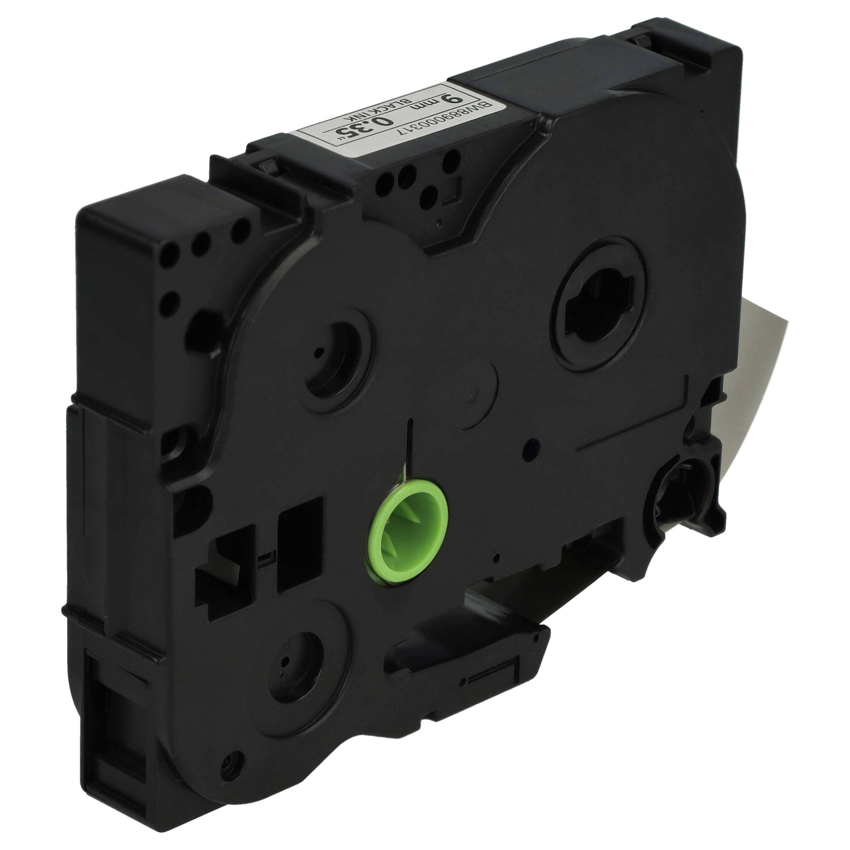 vhbw Schriftband-Kassette kompatibel mit Brother P-Touch 1850, 1800, 2000-Serie, 1750 Etiketten-Drucker 8m x 9mm Schwarz auf Weiß, Kunststoff