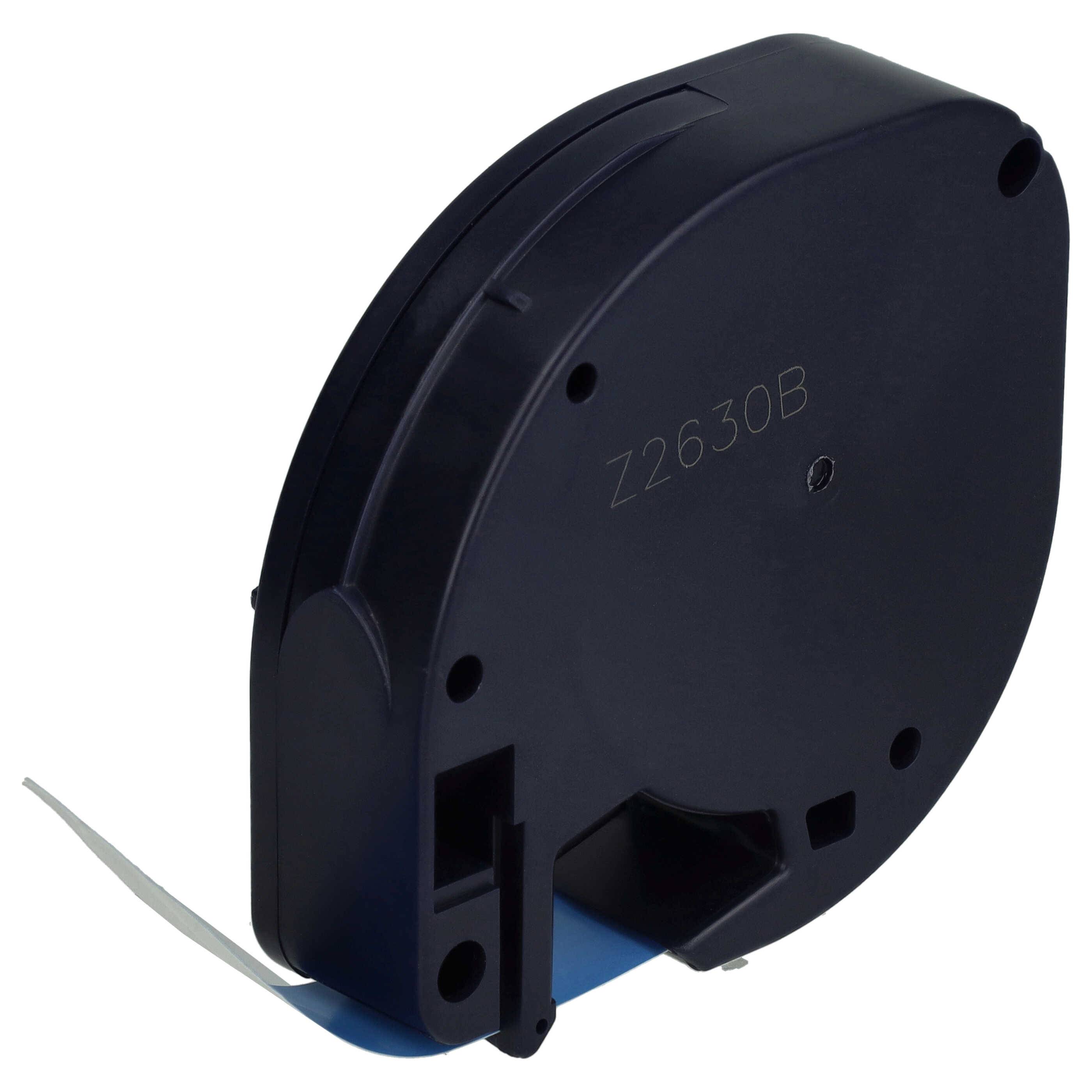vhbw Schriftband-Kassette Plastik Ersatz für Dymo S0721650, 91225 für Etiketten-Drucker 12mm Schwarz auf Blau, Kunststoff