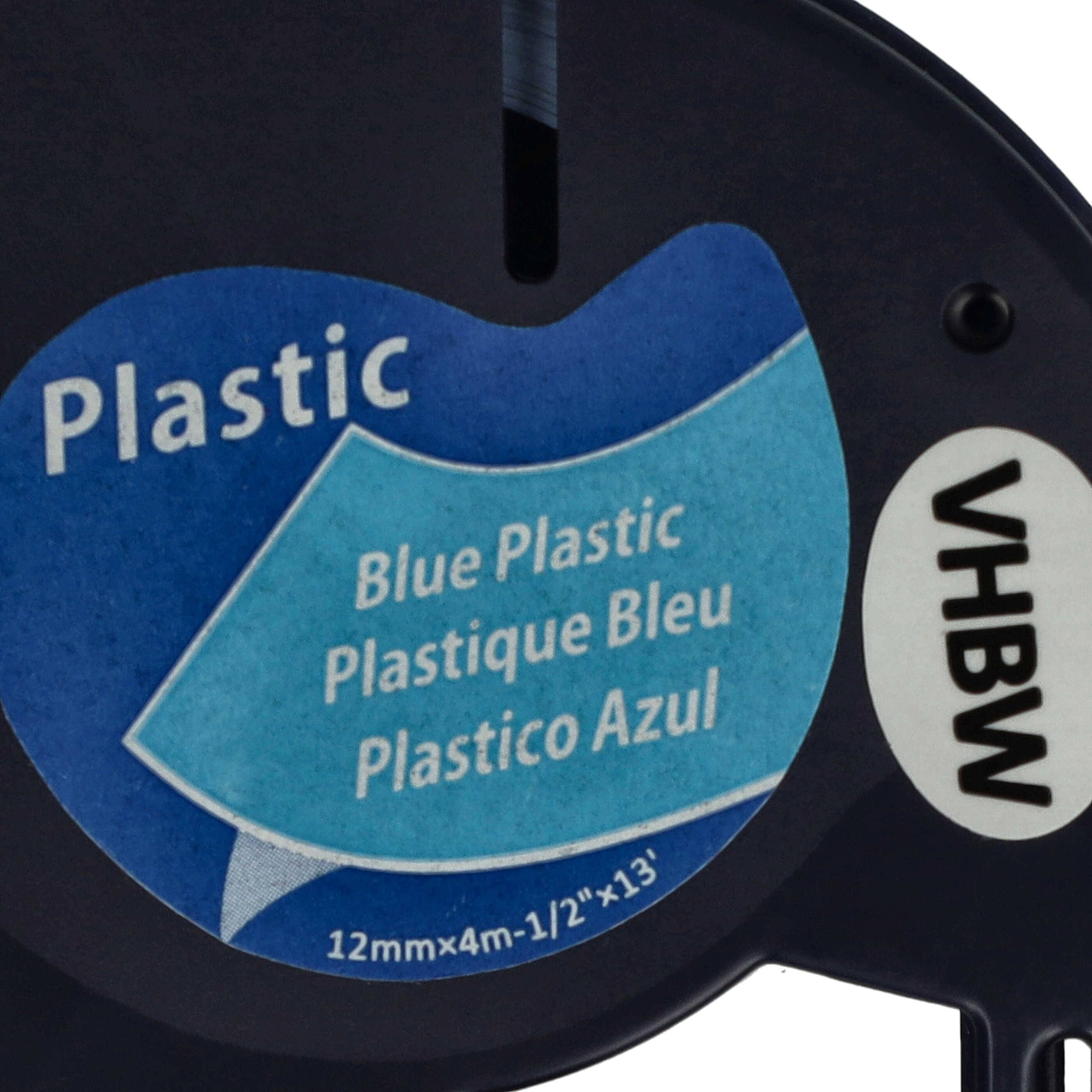 vhbw Schriftband-Kassette Plastik Ersatz für Dymo S0721650, 91225 für Etiketten-Drucker 12mm Schwarz auf Blau, Kunststoff