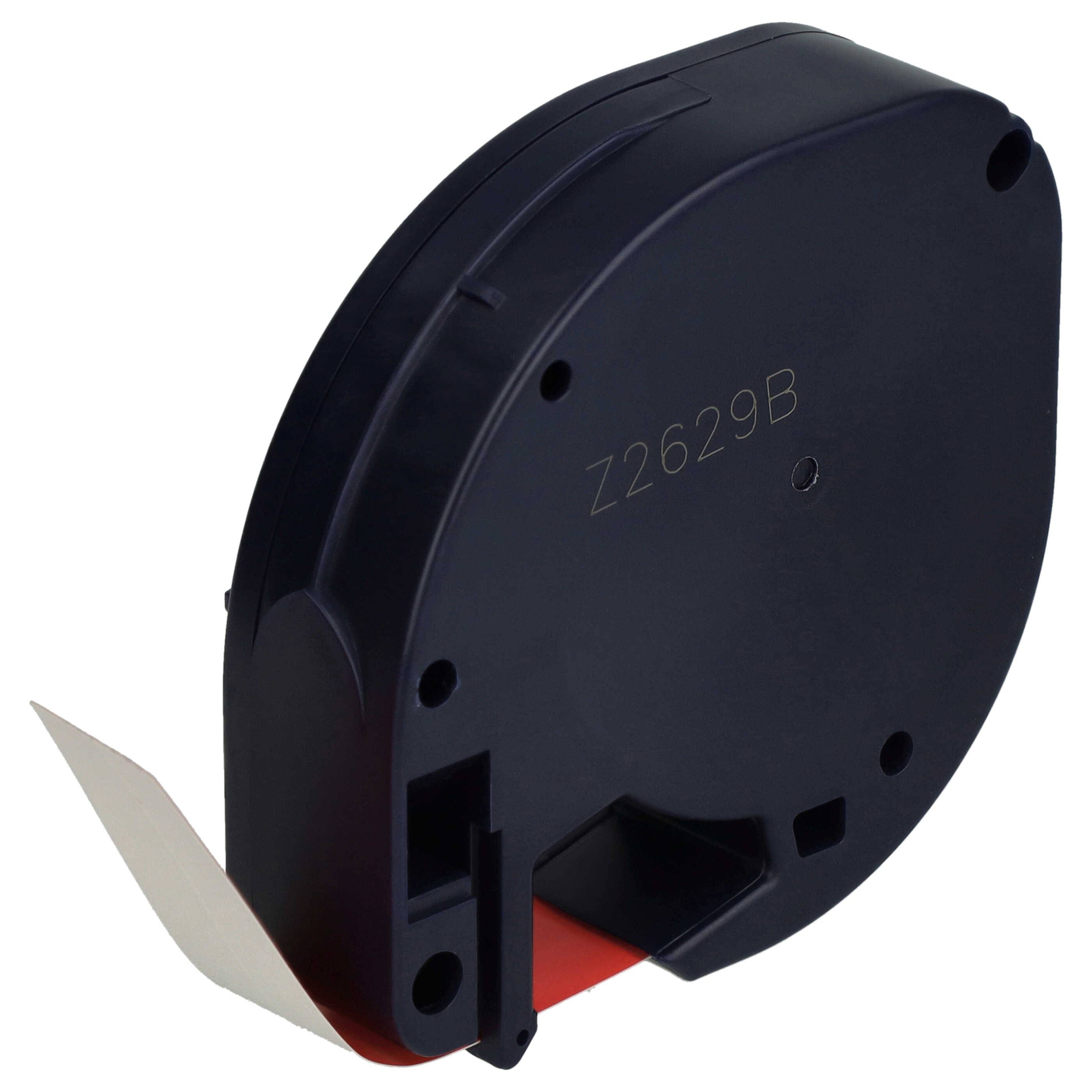 vhbw Schriftband-Kassette Plastik Ersatz für Dymo S0721630, 91223 für Etiketten-Drucker 12mm Schwarz auf Rot, Kunststoff