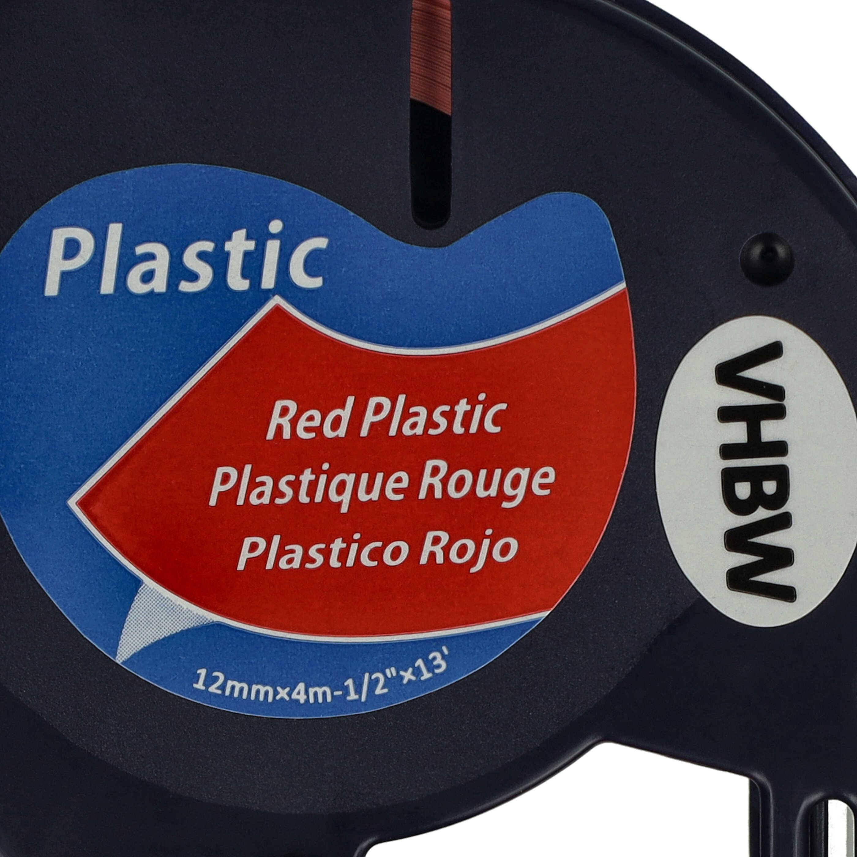 vhbw Schriftband-Kassette Plastik Ersatz für Dymo S0721630, 91223 für Etiketten-Drucker 12mm Schwarz auf Rot, Kunststoff
