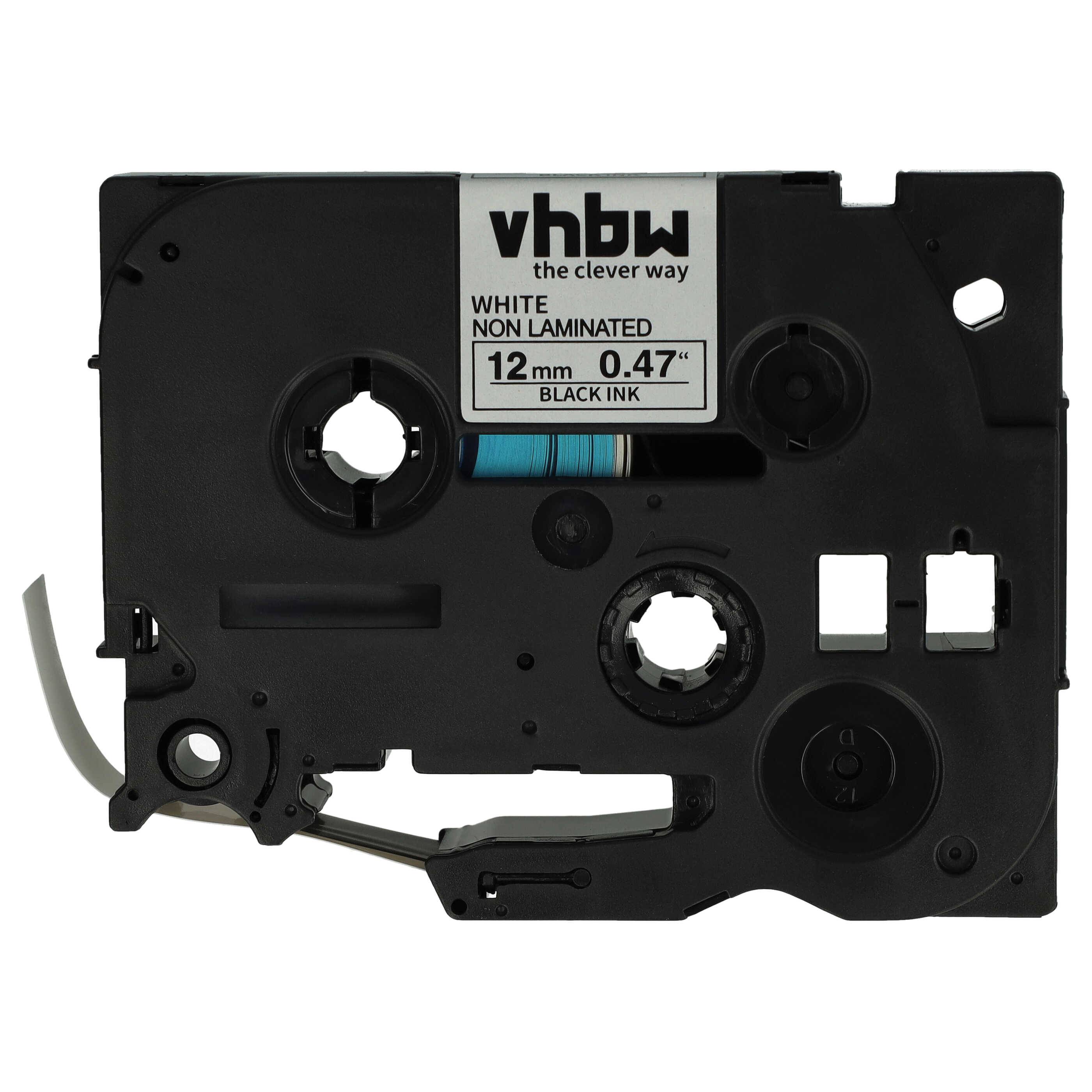 vhbw Schriftband-Kassette kompatibel mit Brother P-Touch 1180SC | 1180HK, 1170S, 1180, 1170 Etiketten-Drucker 8m x 12mm Schwarz auf Weiß, Kunststoff