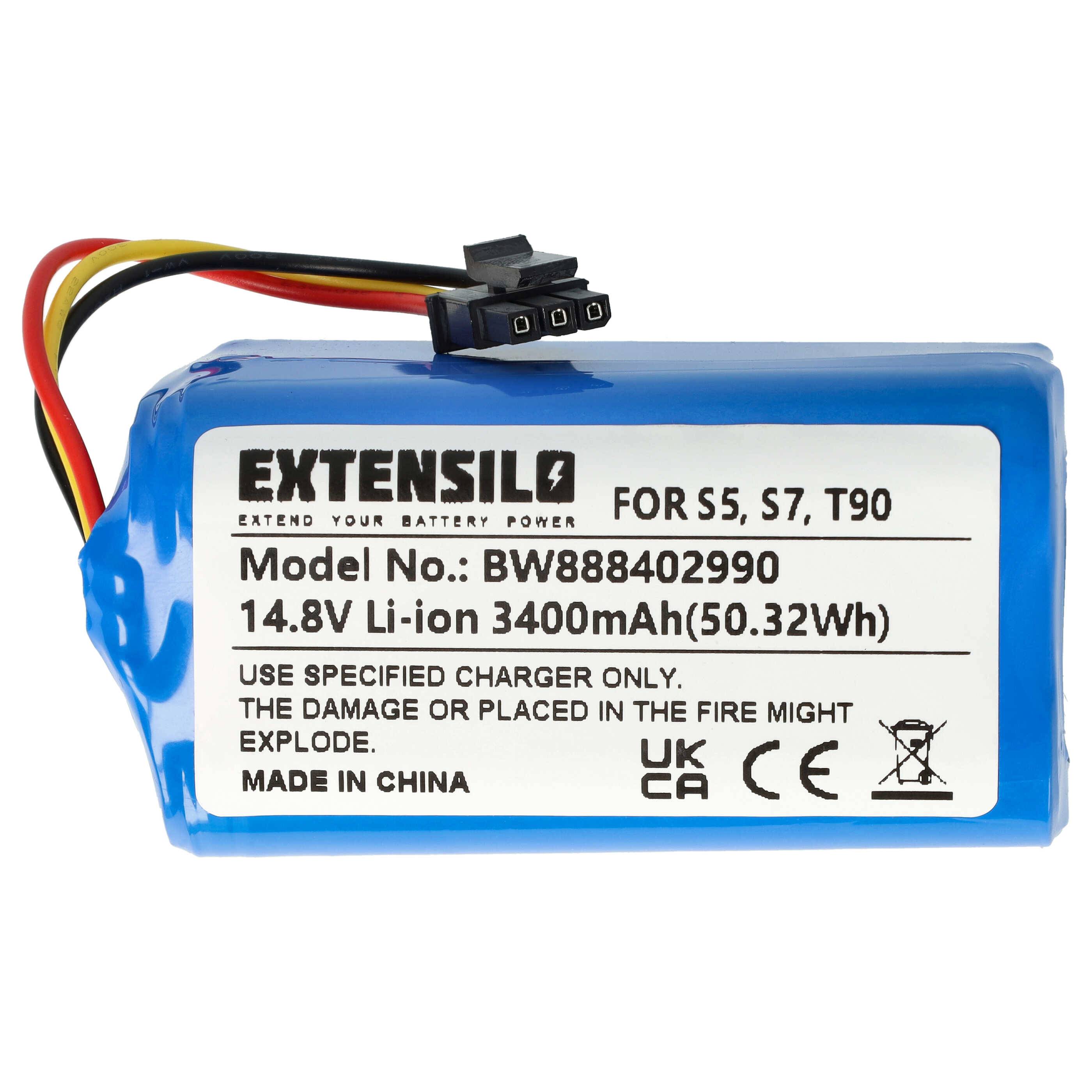 EXTENSILO Akku kompatibel mit Qihoo T90, S7, S9, 360 S5, X9 Saugroboter (3400 mAh, 14,8 V, Li-Ion)