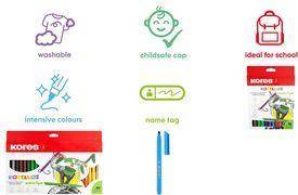 Kores Fasermaler ''Korello'', breit, 12er Karton-Etui variable Spitze, Strichstärke: 1-4 mm, brillante Farben,