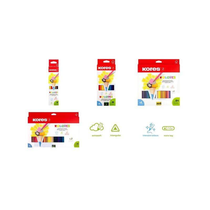 Kores Dreikant-Buntstifte "Kolores", 6er Karton-Etui