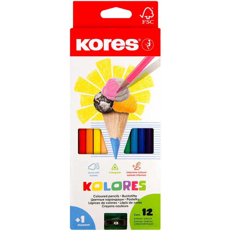 Kores Dreikant-Buntstifte "Kolores", 12er Karton-Etui
