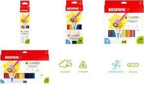 Kores Dreikant-Buntstifte ''Kolores'', 24er Karton-Etui hochpigmentiert, Minenstärke: 3 mm, intensiver Farben,