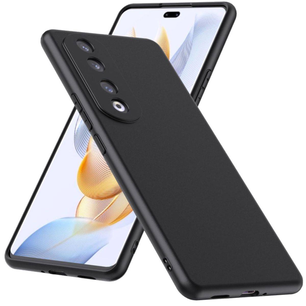 Für Honor 90 Pro Silikon TPU Schwarz Handy Tasche Hülle Case Cover Etuis