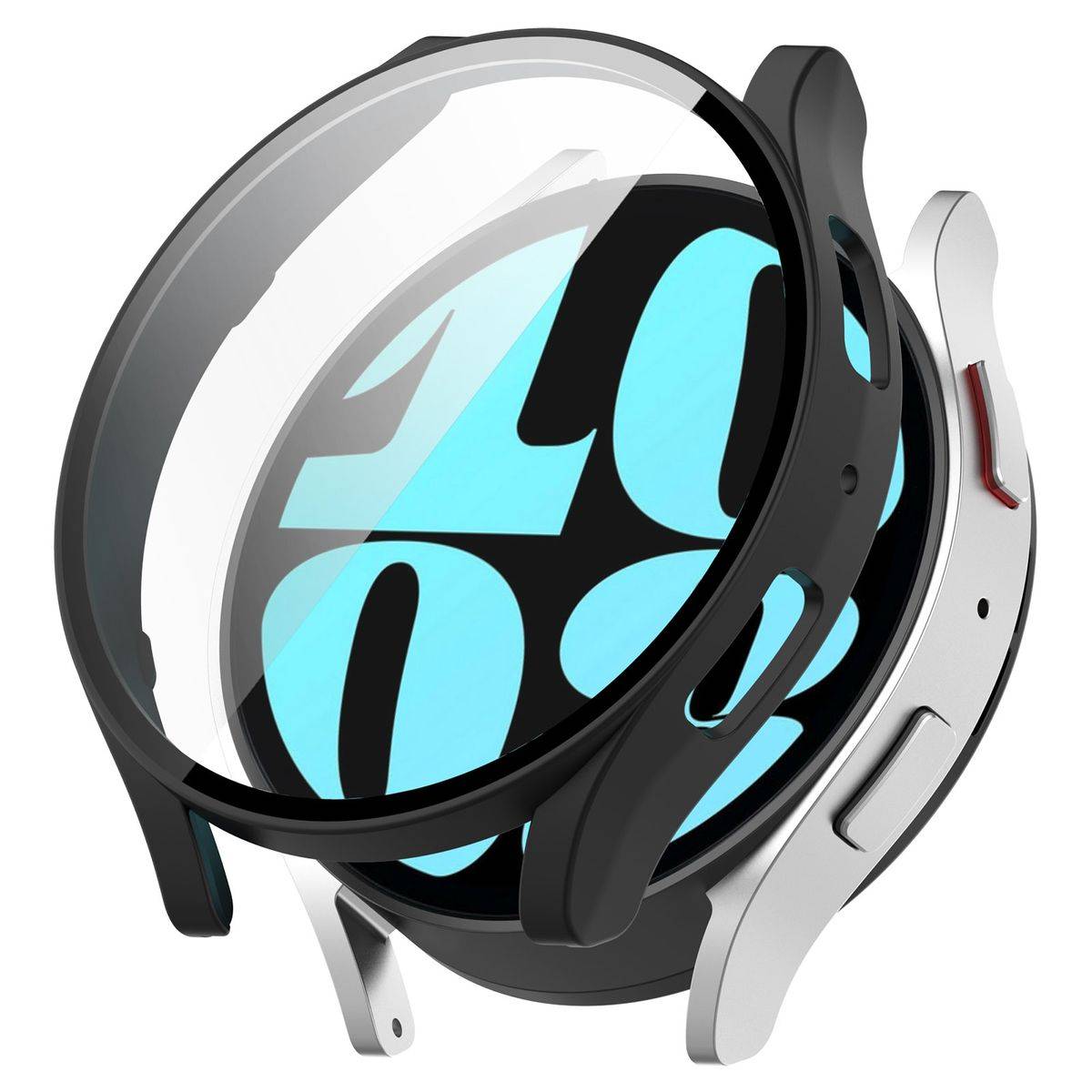 Für Samsung Galaxy Watch 6 40mm 360 Grad Schutzhülle mit Glas Schwarz