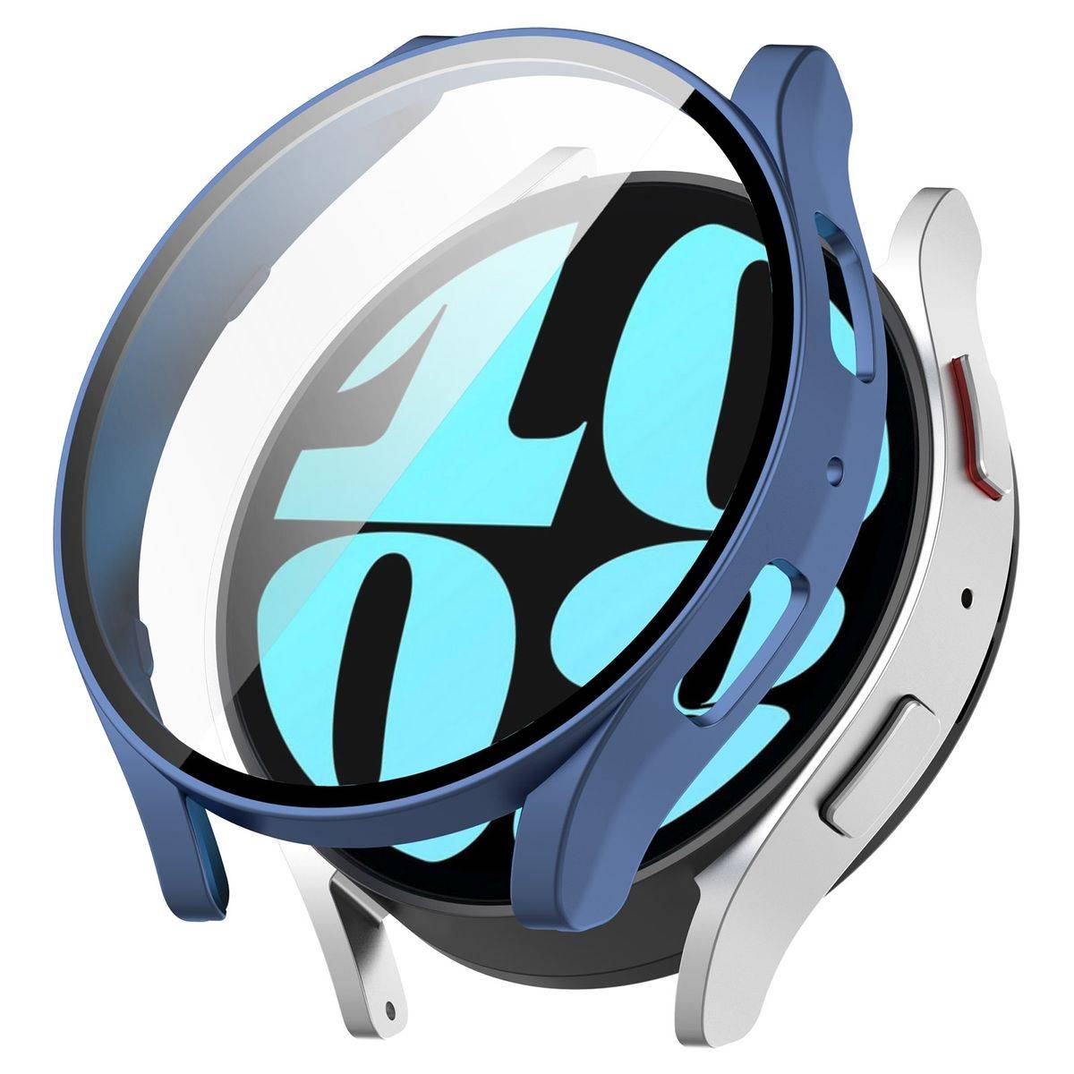 Für Samsung Galaxy Watch 6 40mm 360 Grad Schutzhülle mit Glas Blau